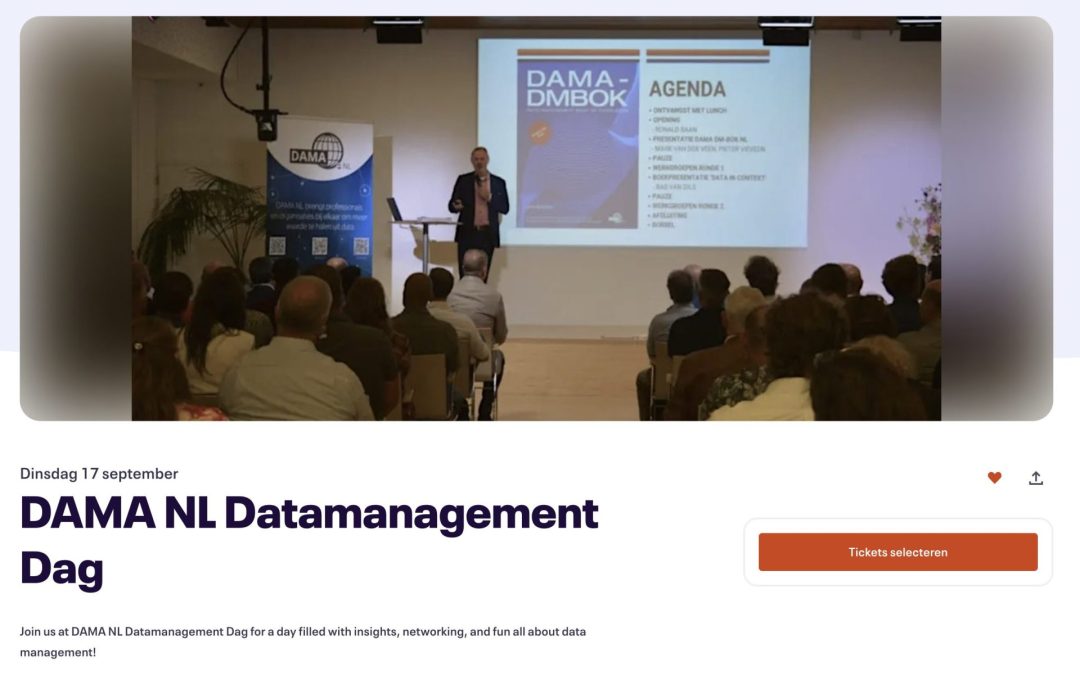 DAMA NL Datamanagement Dag 17 september 2024 – kaarten zijn te koop!